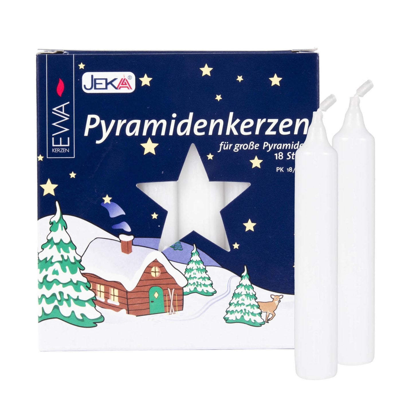 18 White .7 inch diameter German Christmas Pyramid Candles Made in Germany