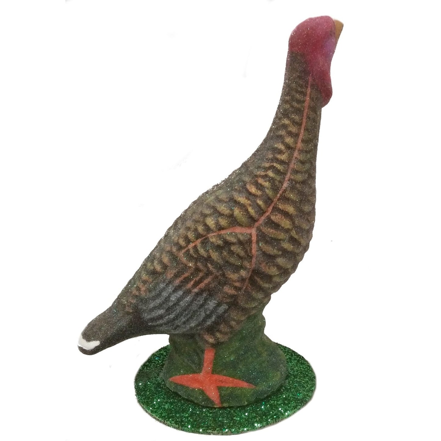 Ino Schaller Small Glitter Frosted Female Turkey German Paper Mache Made Germany