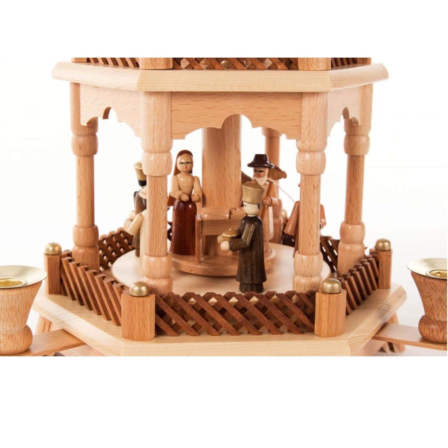 Pinnacle Peak Trading Nativity Natural 1 Tier German Wood Pyramid 12.6 Inch