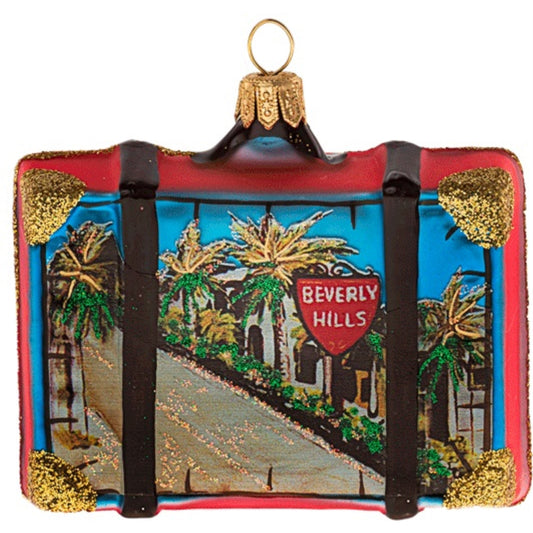 Southern California Travel Suitcase Glass Christmas Ornament ONE Decoration CA