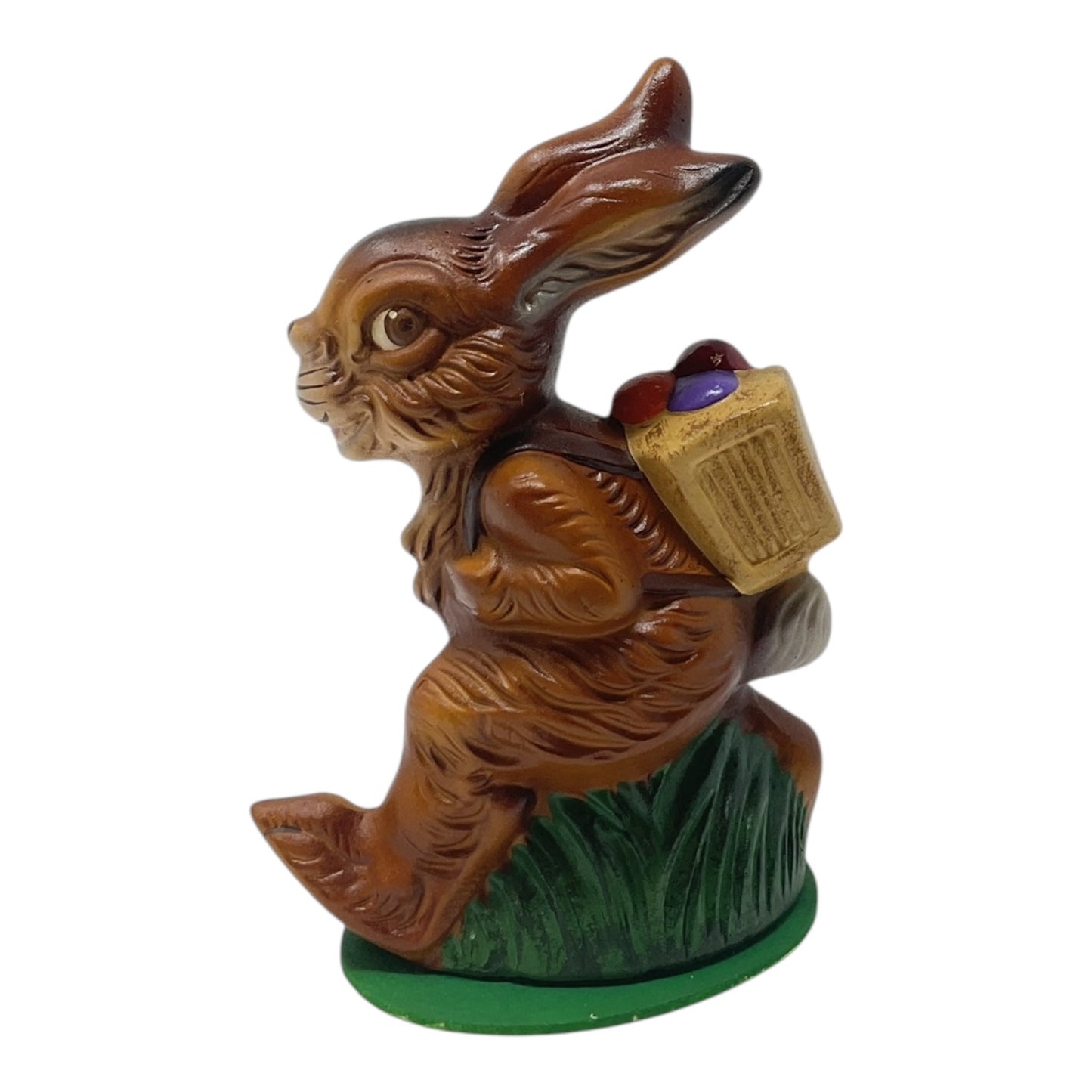 Pinnacle Peak Trading Ino Schaller Brown Easter Bunny Walking with Basket of Eggs German Paper Mache 4.9 inch