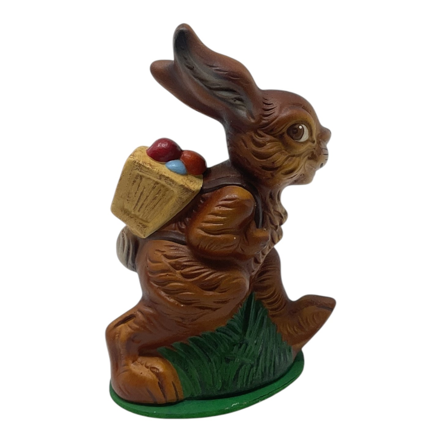 Pinnacle Peak Trading Ino Schaller Brown Easter Bunny Walking with Basket of Eggs German Paper Mache 4.9 inch