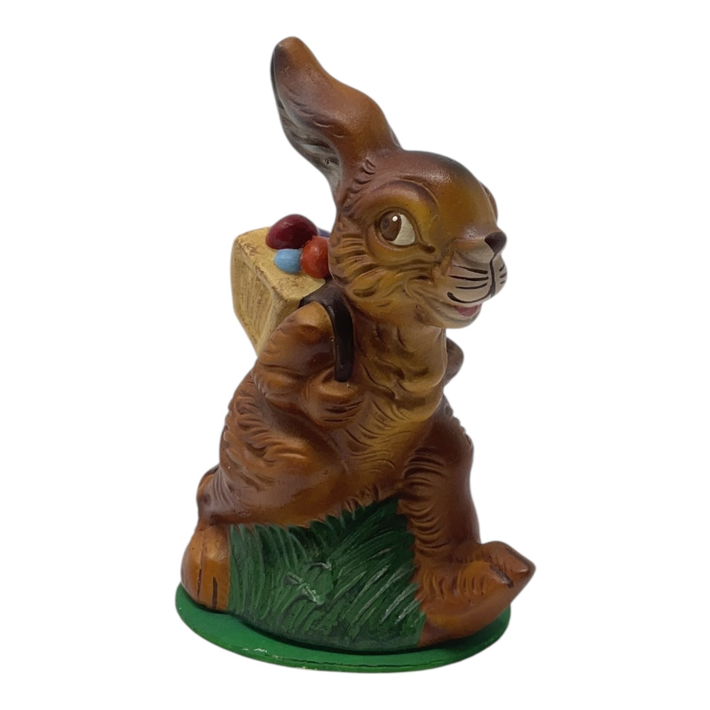 Pinnacle Peak Trading Ino Schaller Brown Easter Bunny Walking with Basket of Eggs German Paper Mache 4.9 inch