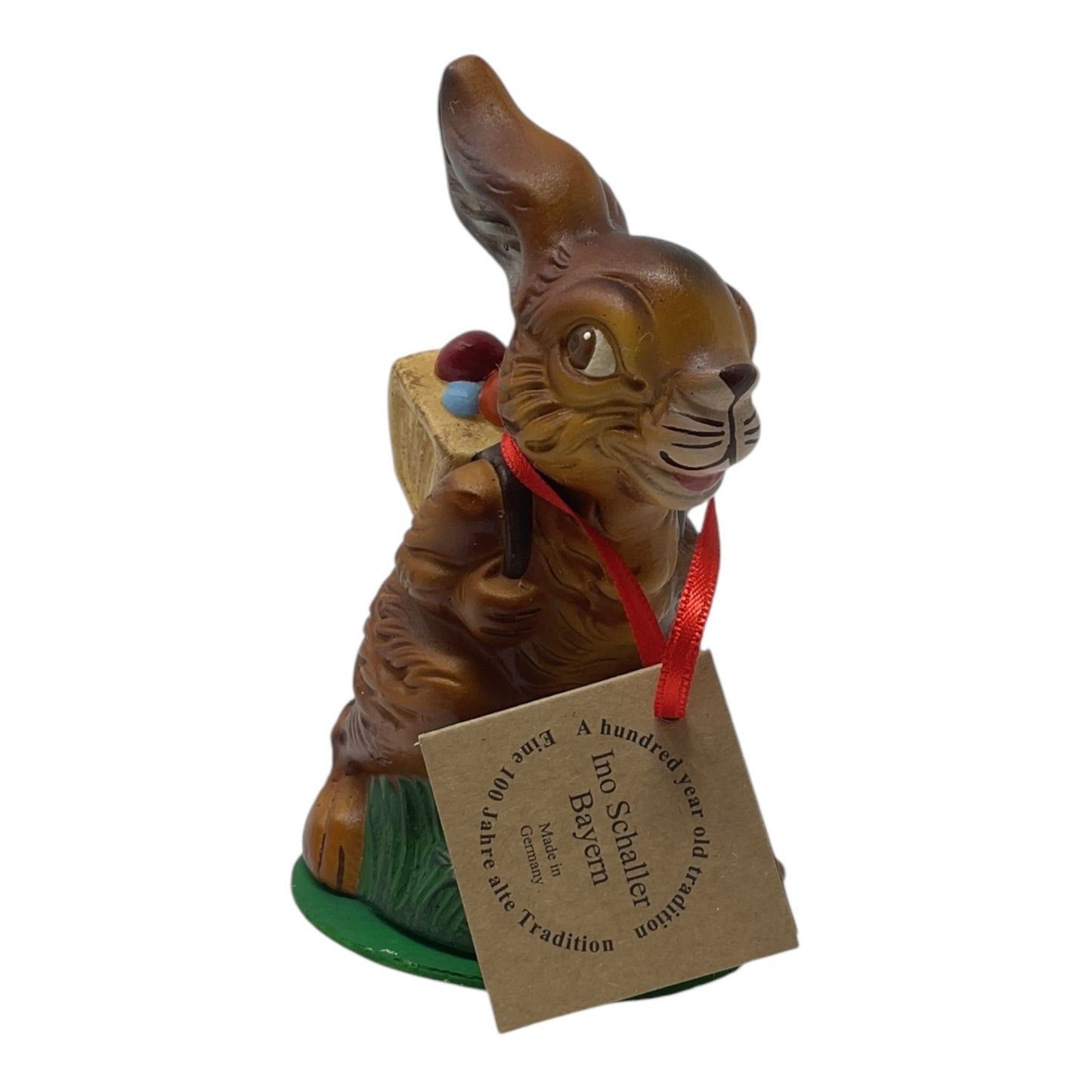 Pinnacle Peak Trading Ino Schaller Brown Easter Bunny Walking with Basket of Eggs German Paper Mache 4.9 inch