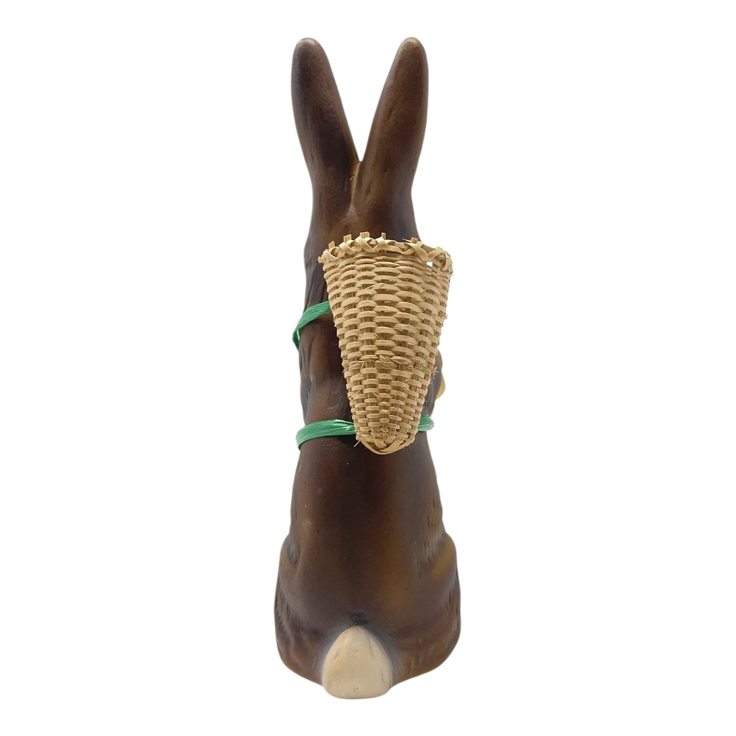 Pinnacle Peak Trading Ino Schaller Brown Easter Bunny Rabbit with Wicker Basket German Paper Mache 8.5 inch