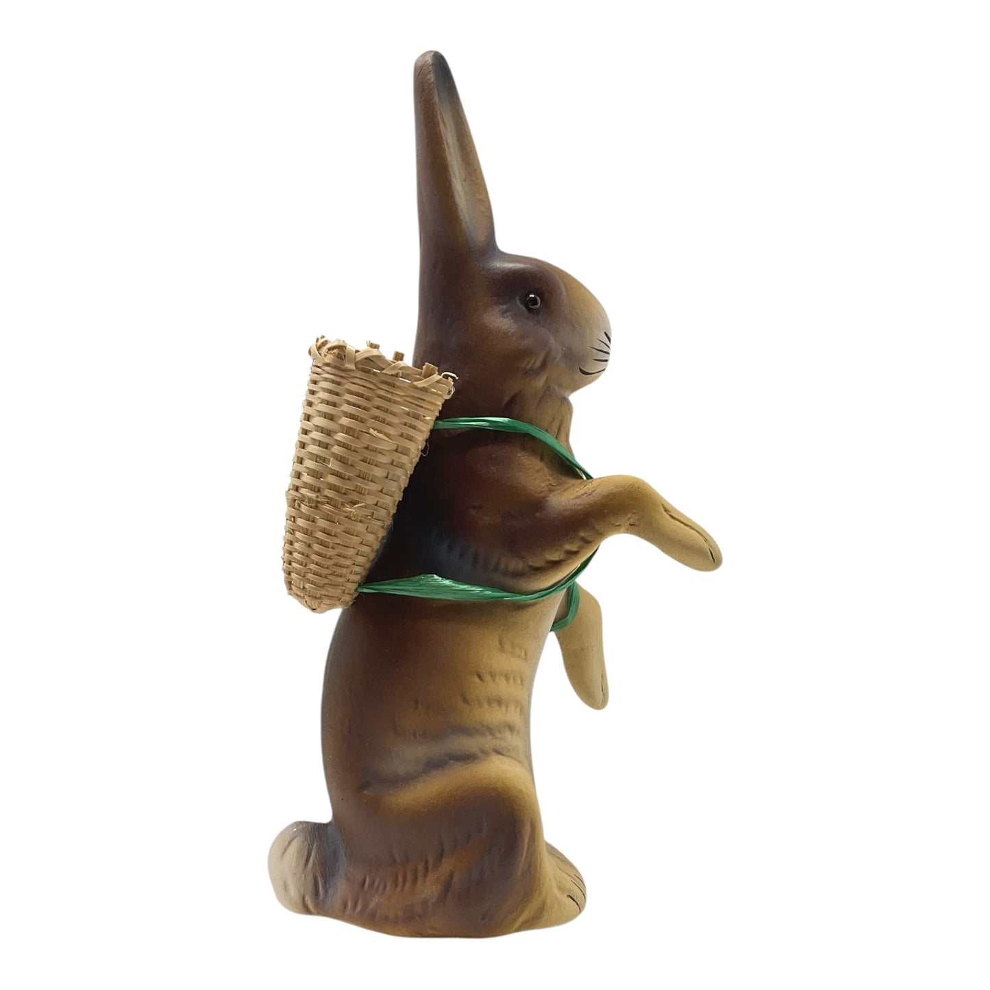 Pinnacle Peak Trading Ino Schaller Brown Easter Bunny Rabbit with Wicker Basket German Paper Mache 8.5 inch