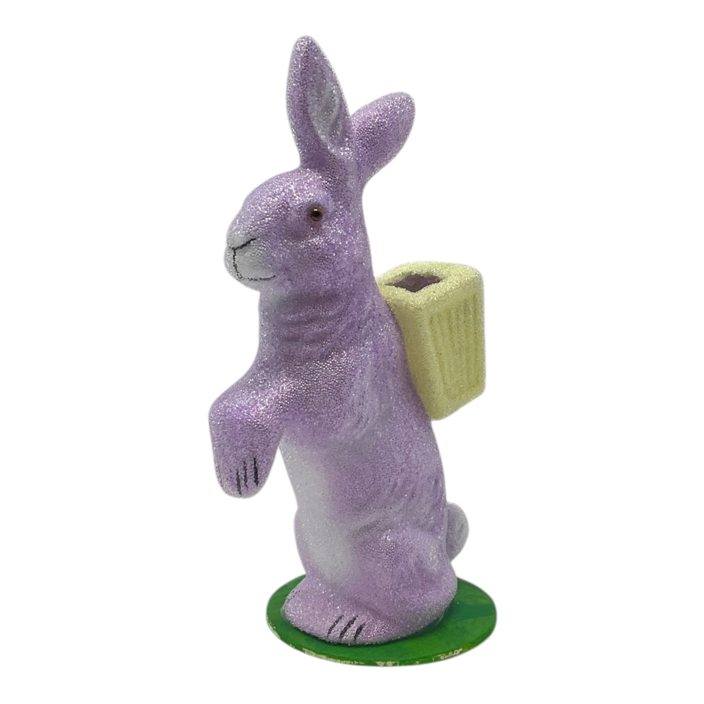 Pinnacle Peak Trading Ino Schaller Beaded Lavender Easter Bunny with Basket German Paper Mache 5.75 inch