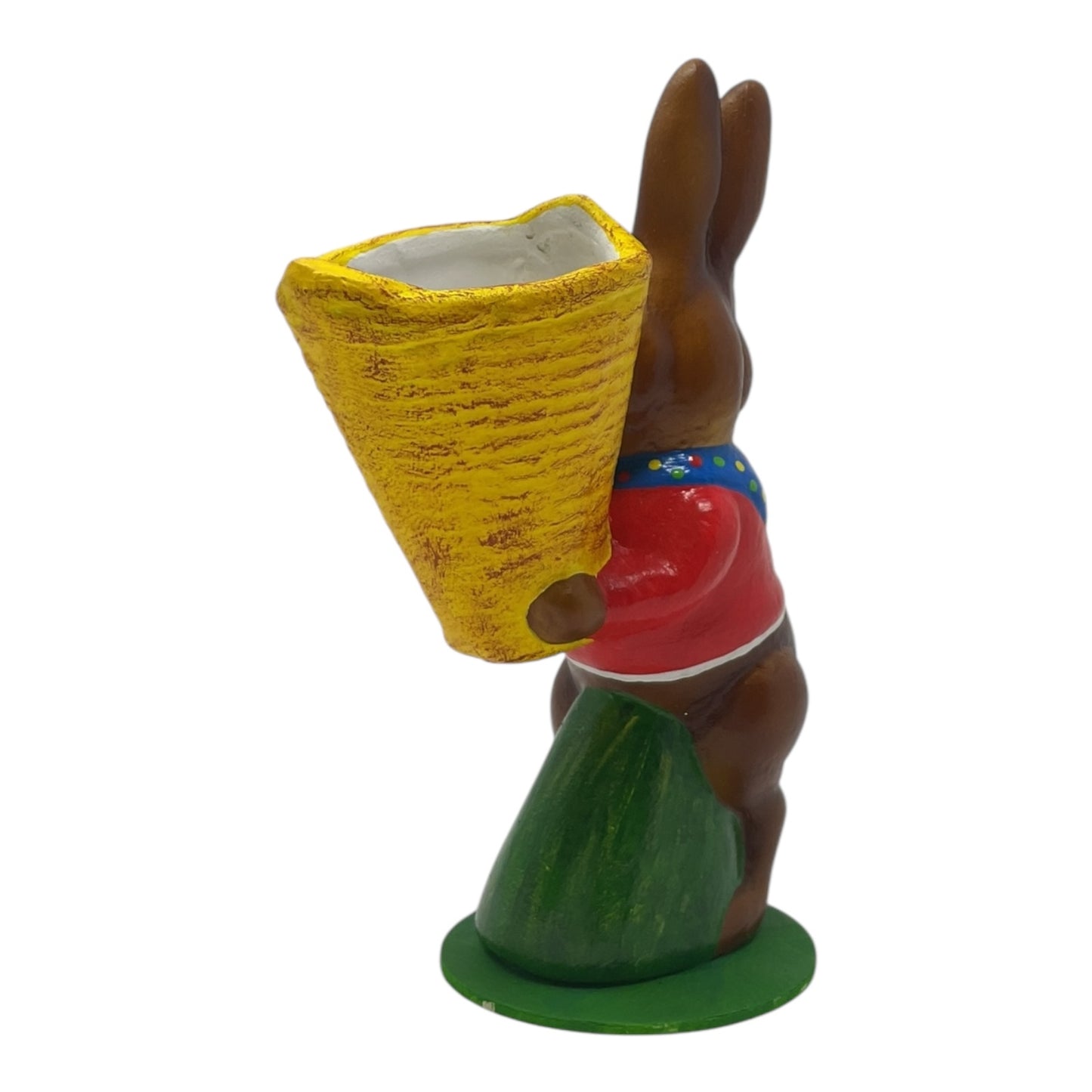 Pinnacle Peak Trading Ino Schaller Easter Bunny Rabbit with Yellow Basket German Paper Mache 5.75 inch