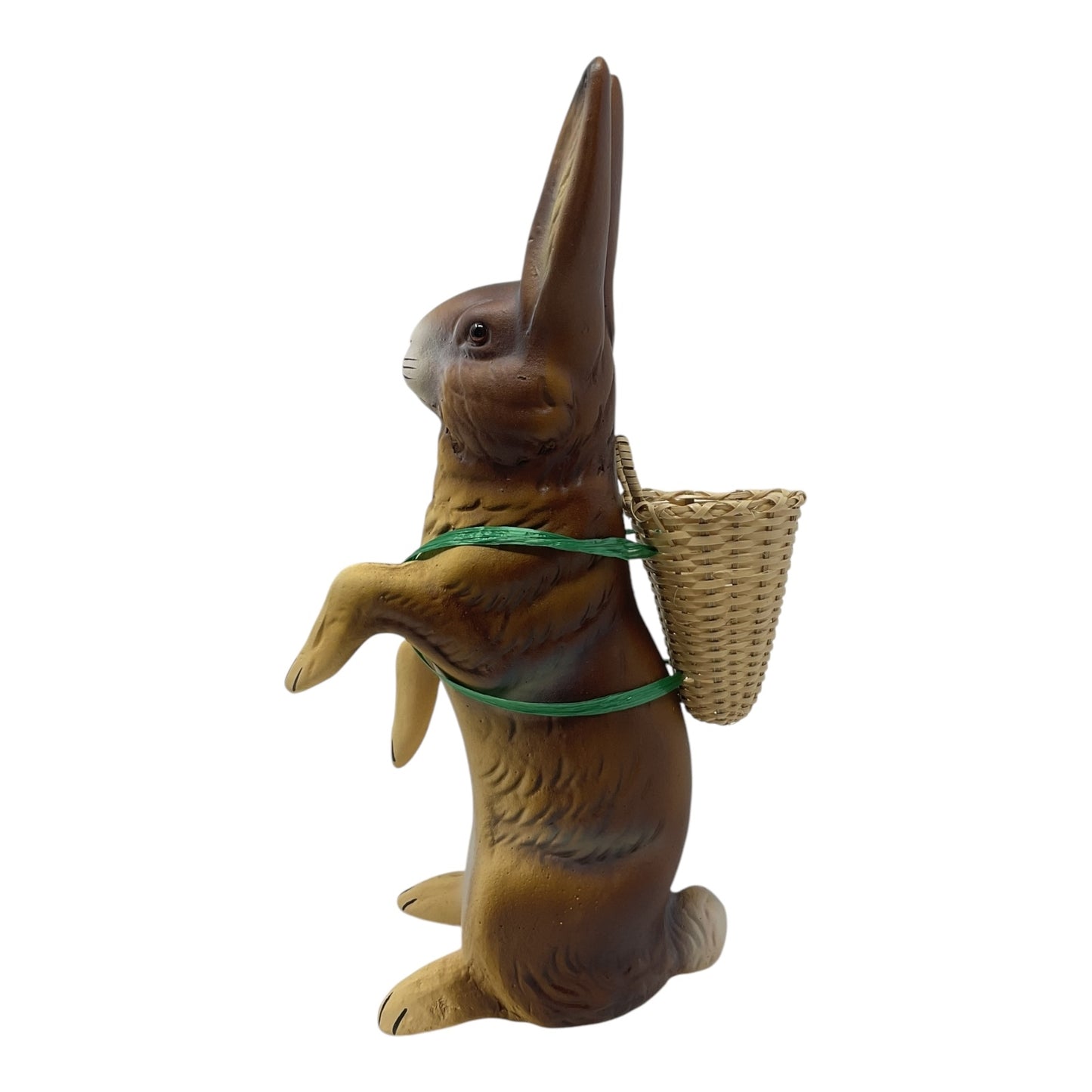 Pinnacle Peak Trading Ino Schaller Standing Easter Bunny Rabbit with Wicker Basket German Paper Mache 10.5 inch