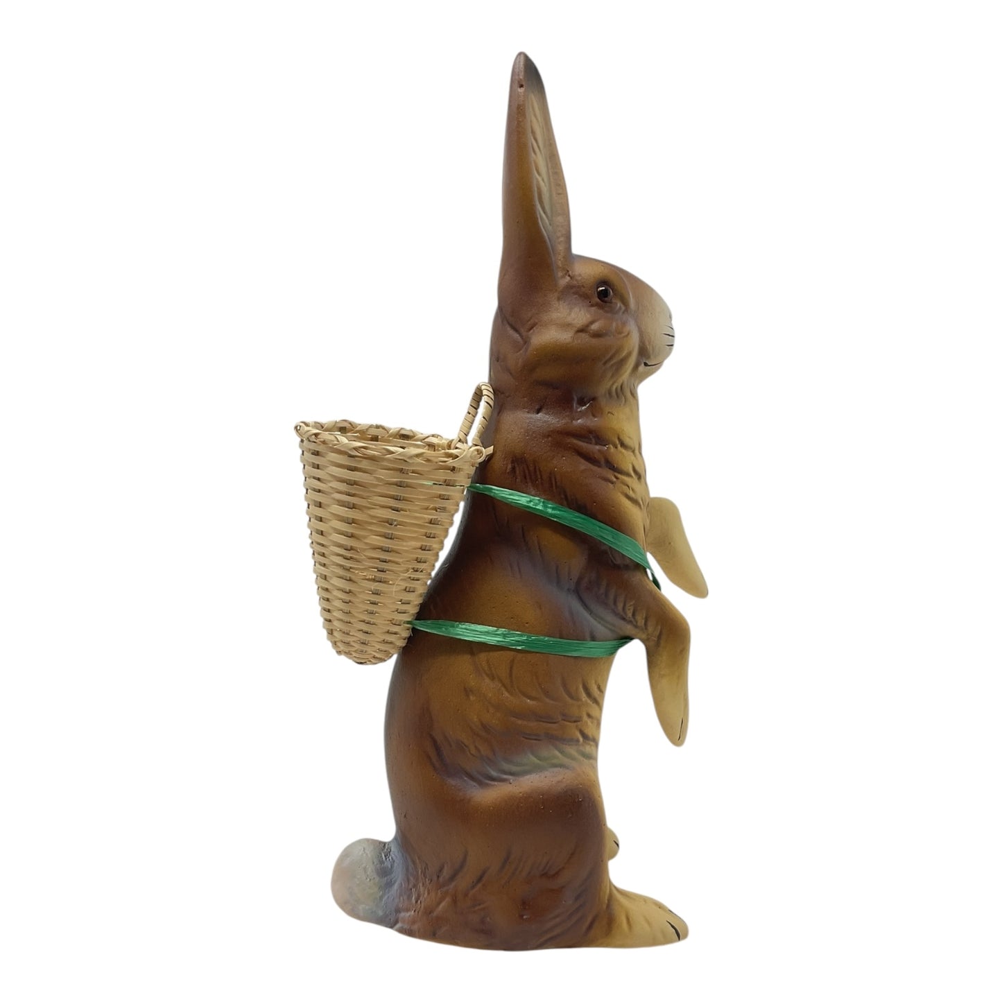 Pinnacle Peak Trading Ino Schaller Standing Easter Bunny Rabbit with Wicker Basket German Paper Mache 10.5 inch