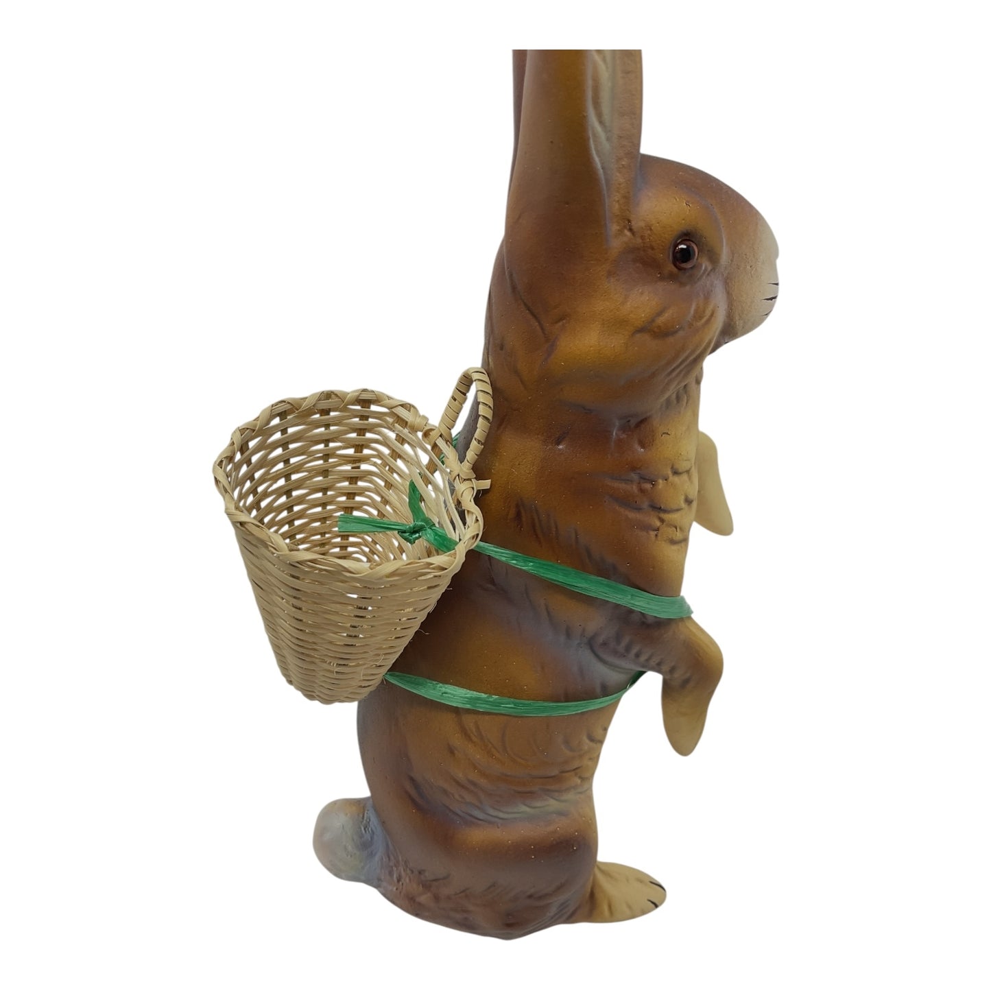 Pinnacle Peak Trading Ino Schaller Standing Easter Bunny Rabbit with Wicker Basket German Paper Mache 10.5 inch