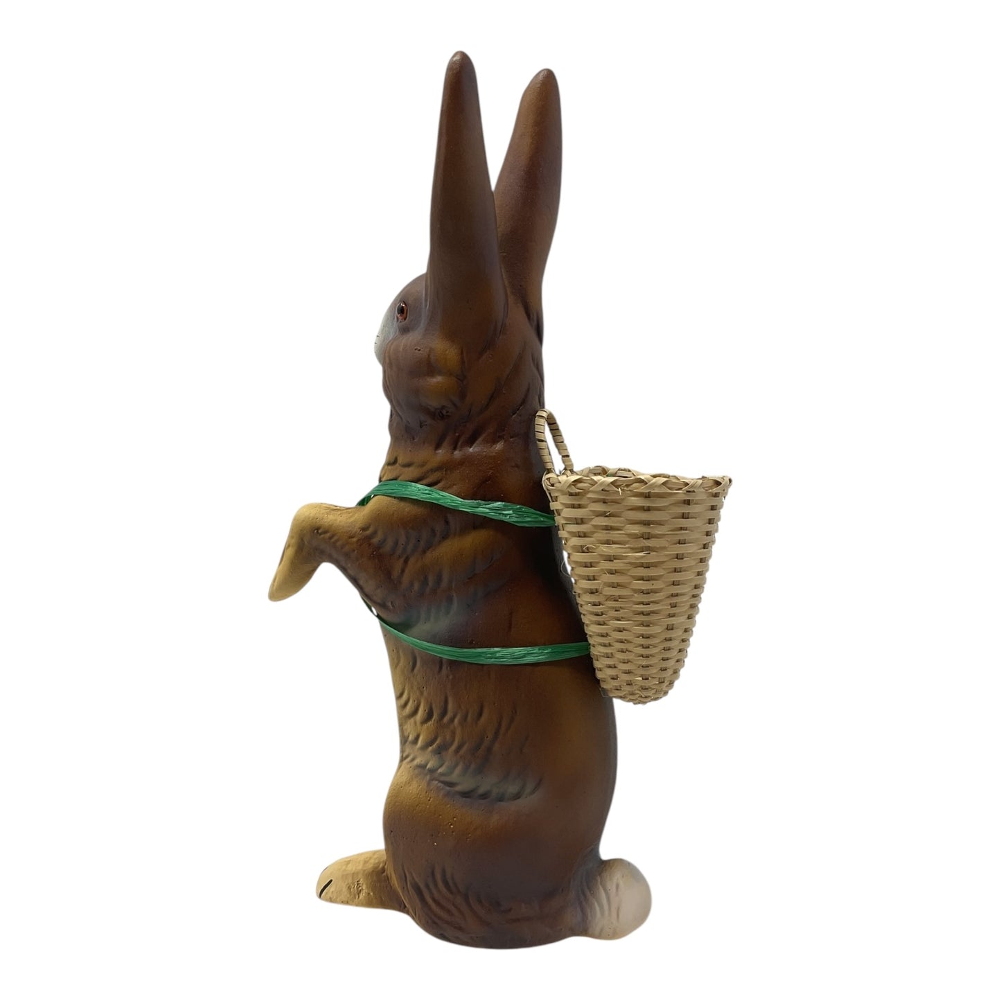 Pinnacle Peak Trading Ino Schaller Standing Easter Bunny Rabbit with Wicker Basket German Paper Mache 10.5 inch