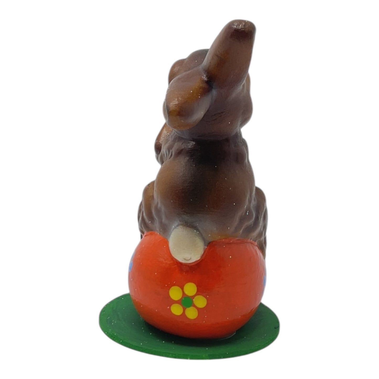 Pinnacle Peak Trading Ino Schaller Easter Bunny Rabbit on Orange Egg German Paper Mache 4.25 inch