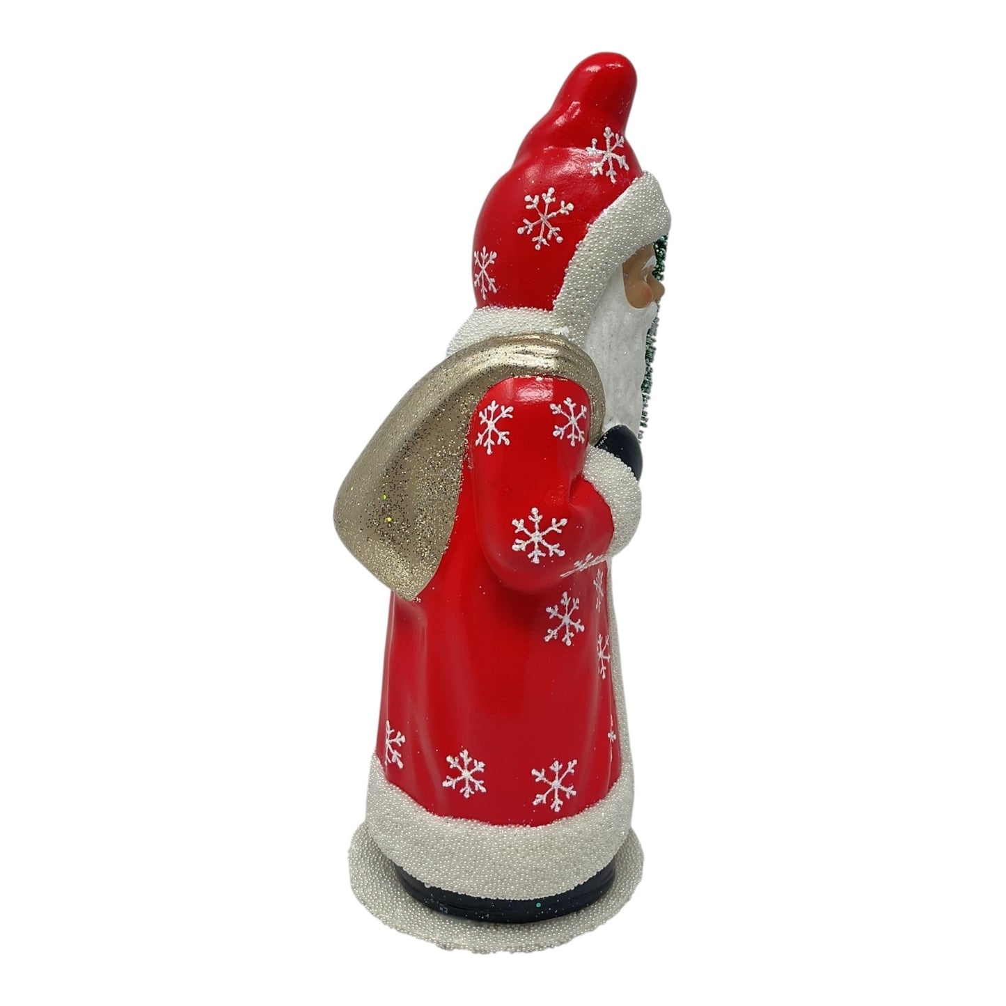 Pinnacle Peak Trading Ino Schaller Red Santa with Snowflake Coat German Paper Mache 11.75 inch