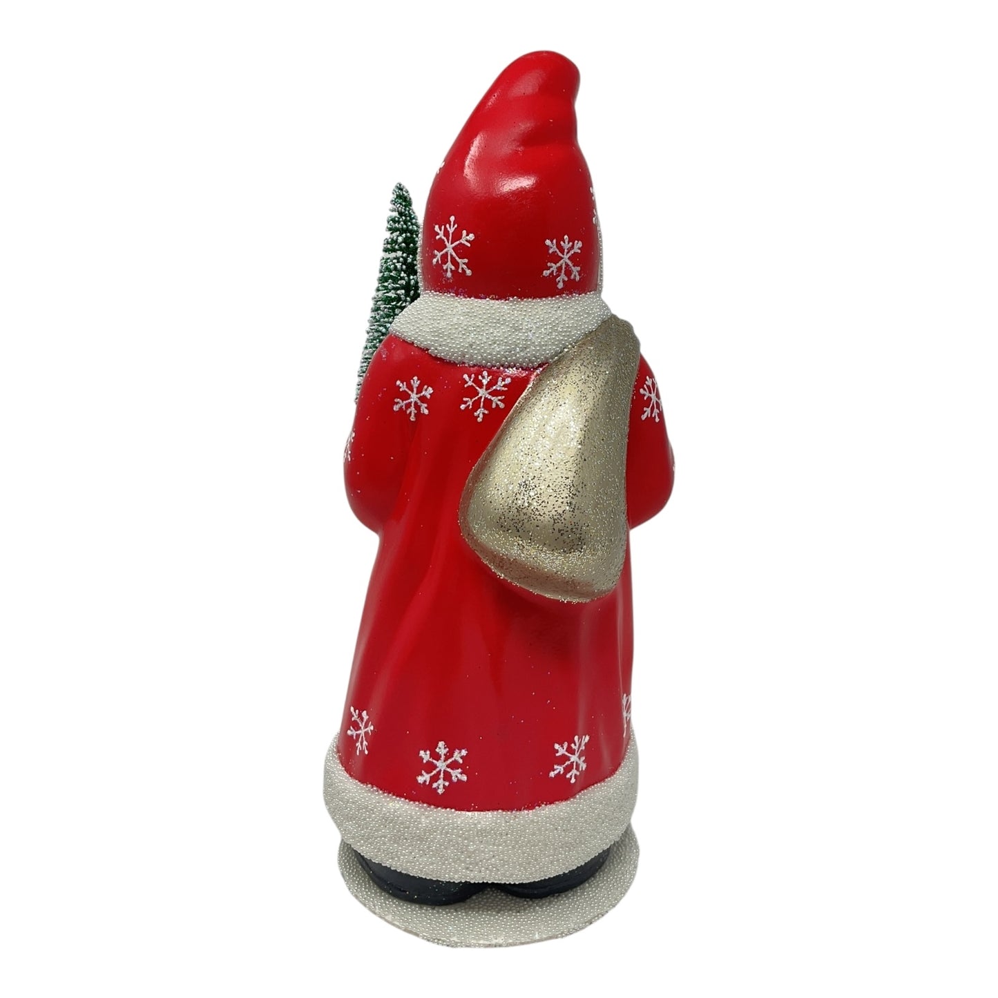 Pinnacle Peak Trading Ino Schaller Red Santa with Snowflake Coat German Paper Mache 11.75 inch