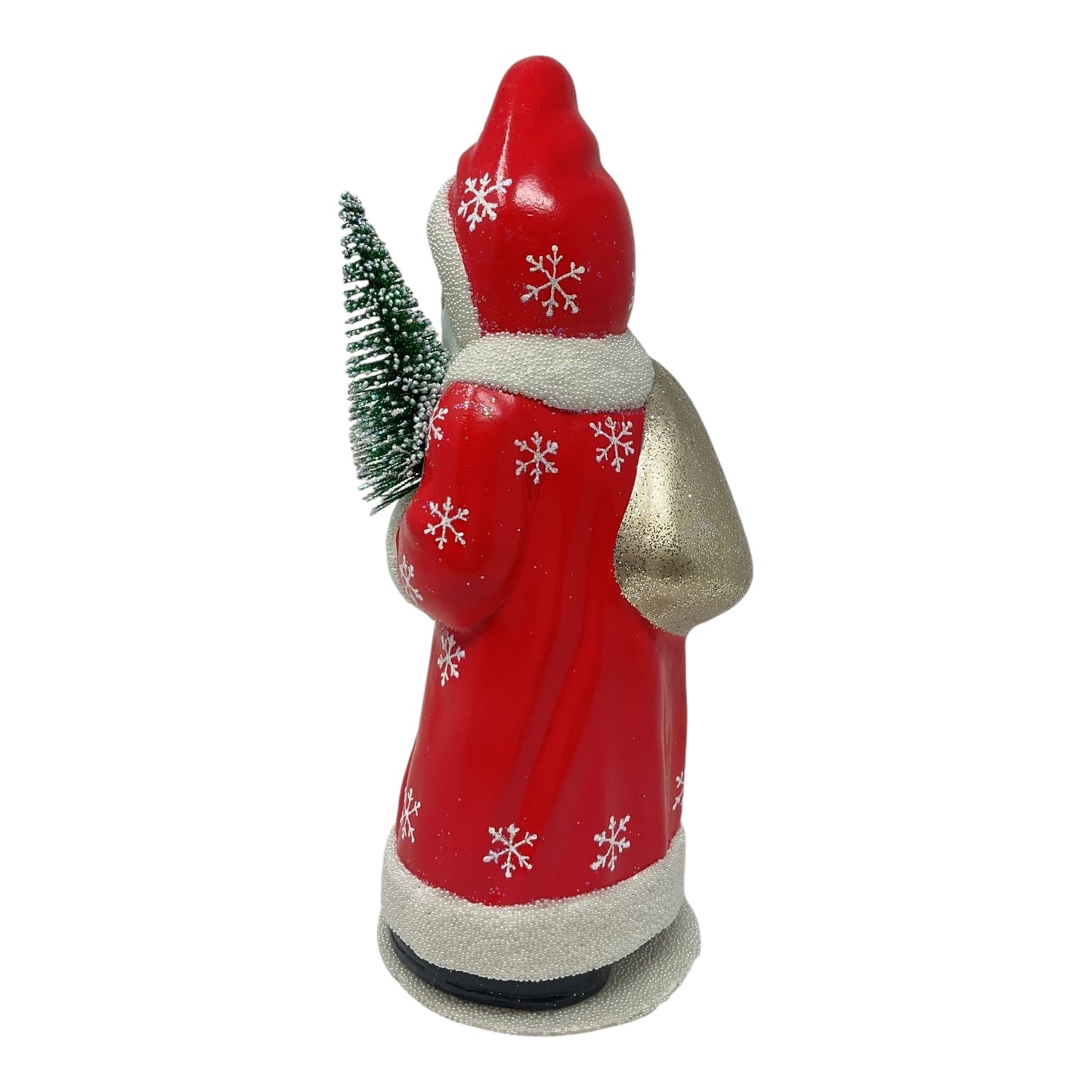 Pinnacle Peak Trading Ino Schaller Red Santa with Snowflake Coat German Paper Mache 11.75 inch