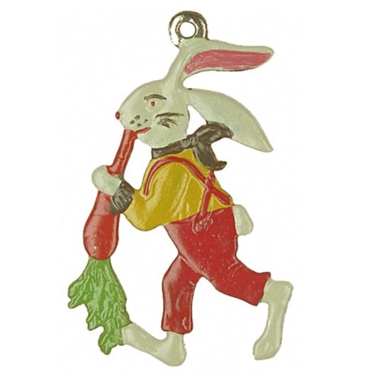 Pinnacle Peak Trading Easter Bunny Rabbit with Carrot Double Sided Pewter German Ornament 1.75 inch