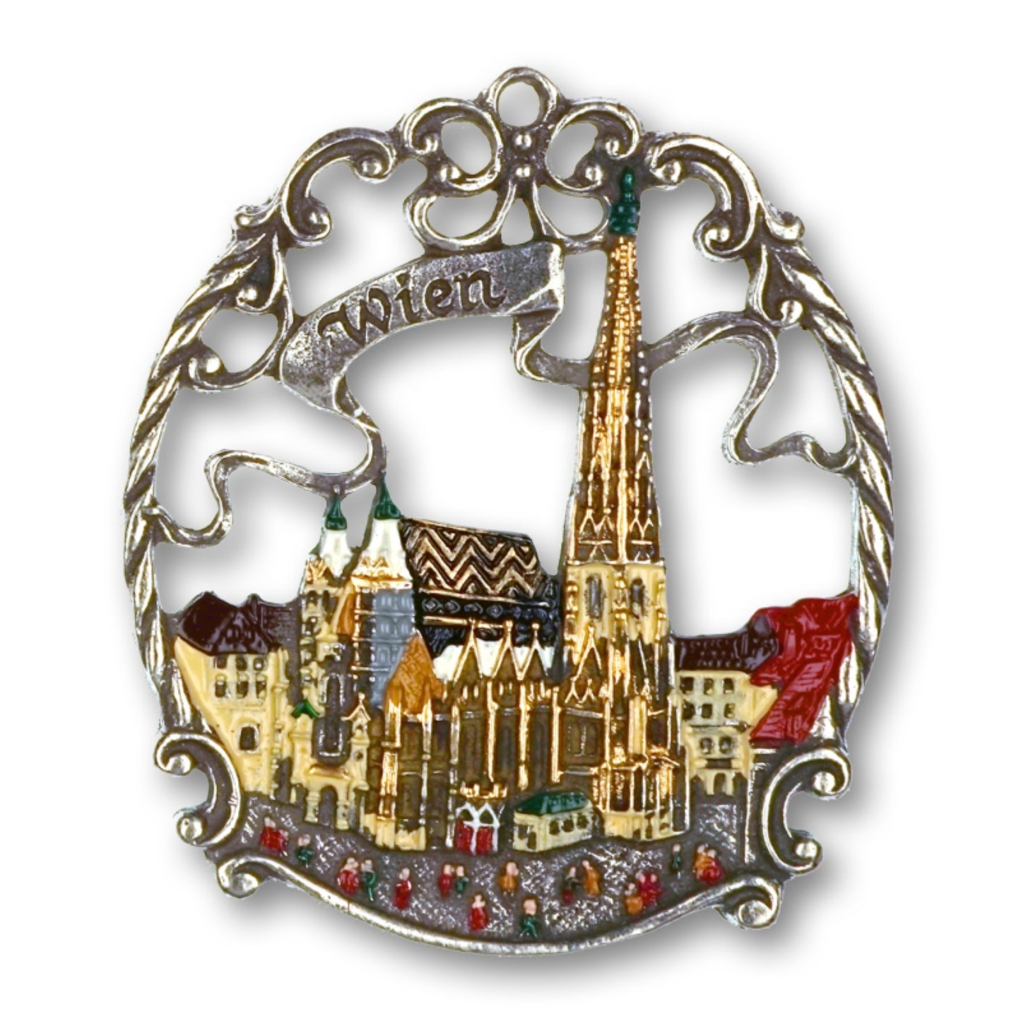 Pinnacle Peak Trading City of Vienna Austria St. Stephen's Cathedral Pewter German Christmas Ornament 2.6 inch