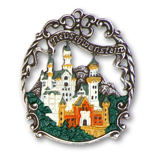 Neuschwanstein Castle Bavaria German Pewter Christmas Ornament Made in Germany