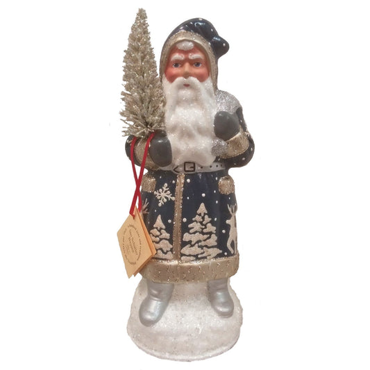 Pinnacle Peak Trading Co Electric Forest Scene Santa German Paper Mache Candy Container