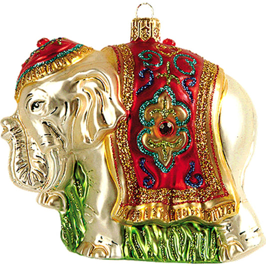 Indian Elephant Polish Glass Christmas Ornament Made in Poland Decoration