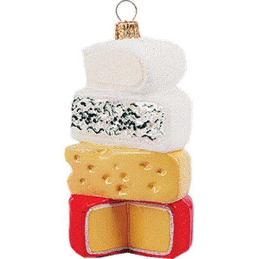 Stack of Different Cheeses Food Polish Blown Glass Christmas Ornament Decoration