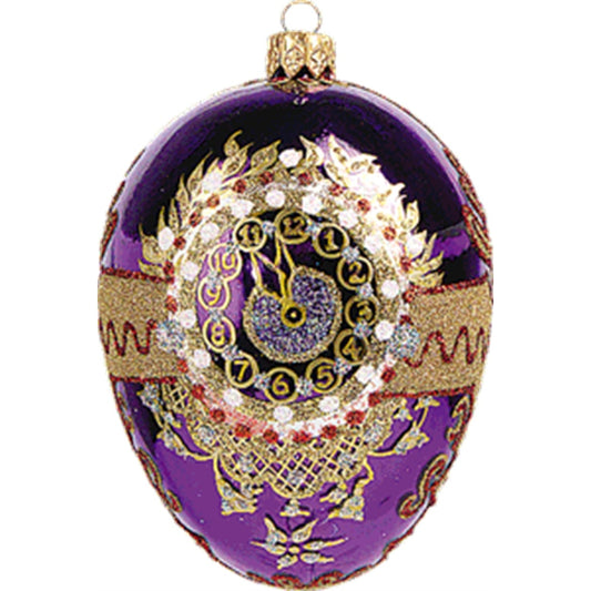 Purple Imperial Cuckoo Egg Faberge Inspired Polish Blown Glass Holiday Ornament