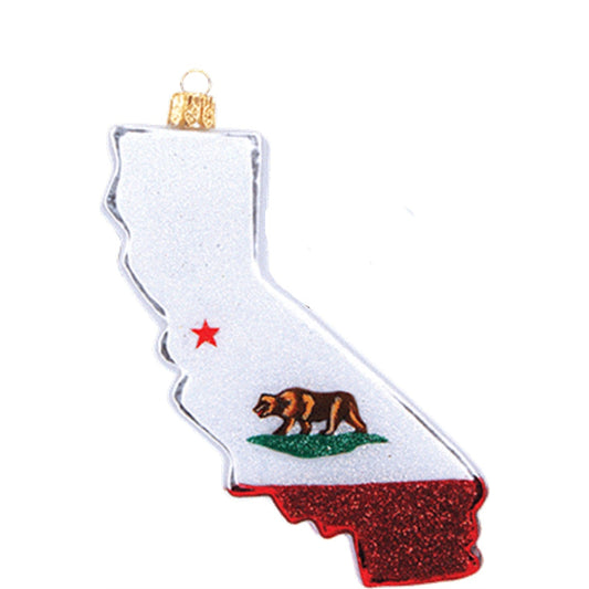 California State Flag Outline Polish Blown Glass Christmas Ornament Decoration