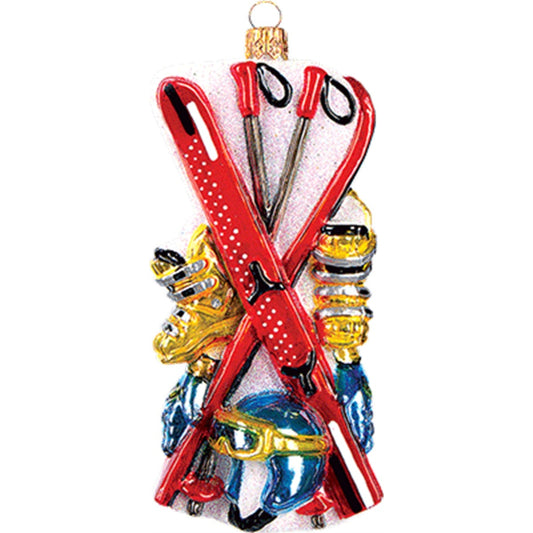Winter Skiing Gear Equipment Set Polish Glass Christmas Ornament Decoration