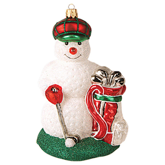 Golfing Snowman Polish Glass Christmas Tree Ornament Sports Golf Decoration