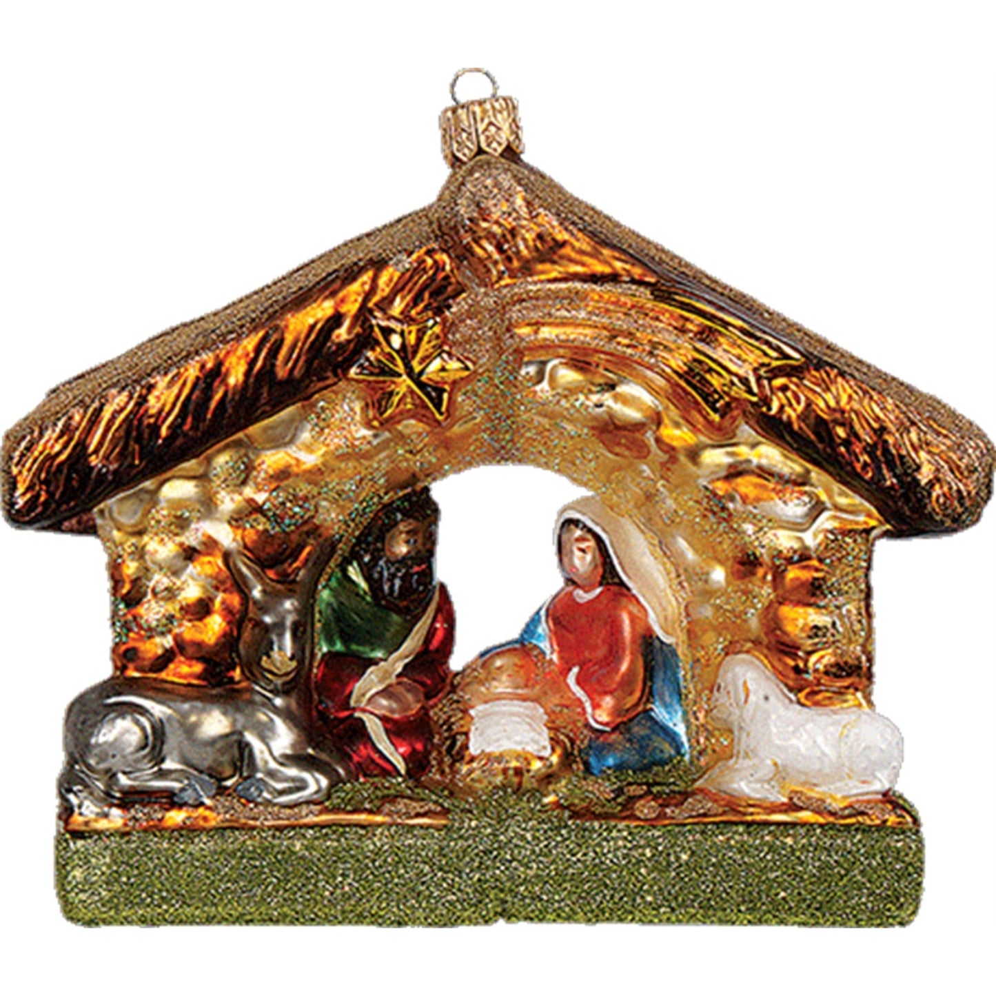 Pinnacle Peak Trading Nativity Scene Religious Polish Mouth Blown Glass Christmas Ornament Decoration