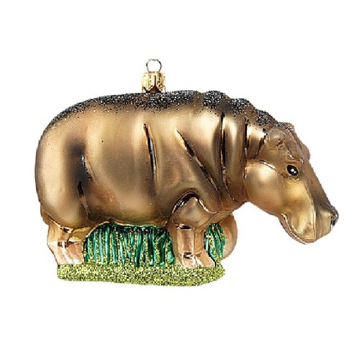 Hippo Hippopotamus Polish Mouth Blown Glass Christmas Ornament Tree Decoration