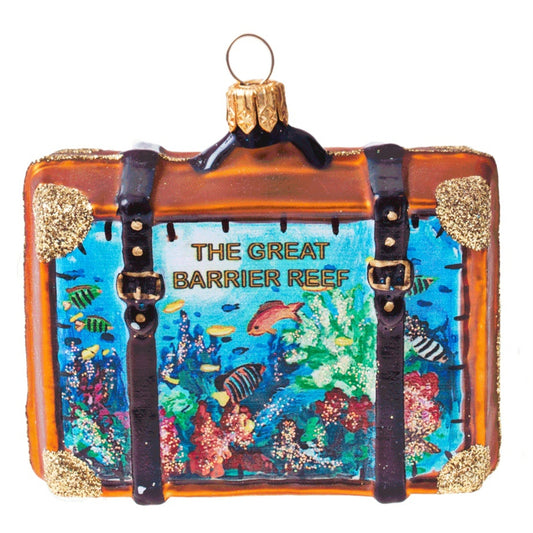 Great Barrier Reef Travel Suitcase Glass Christmas Ornament ONE Decoration