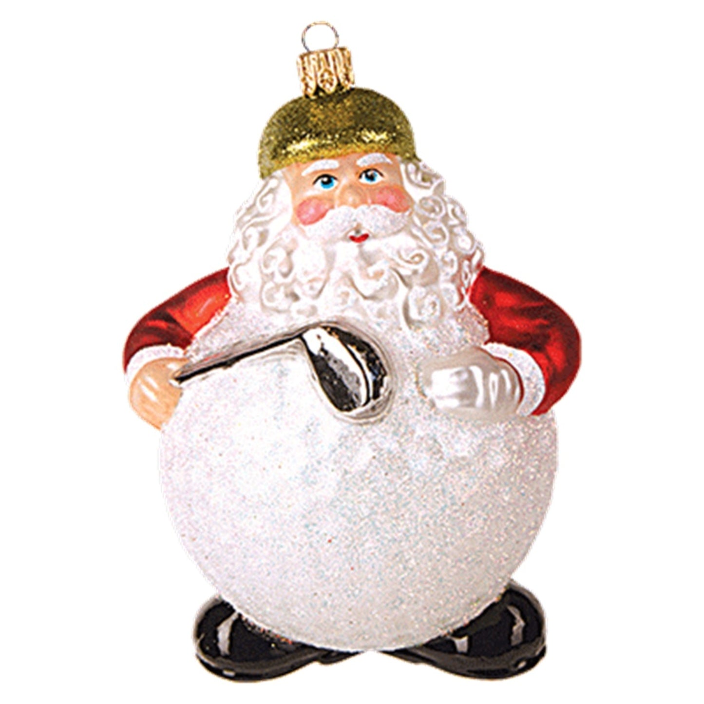 Golf Ball Body Santa Claus Polish Glass Christmas Tree Ornament Sports Golfing