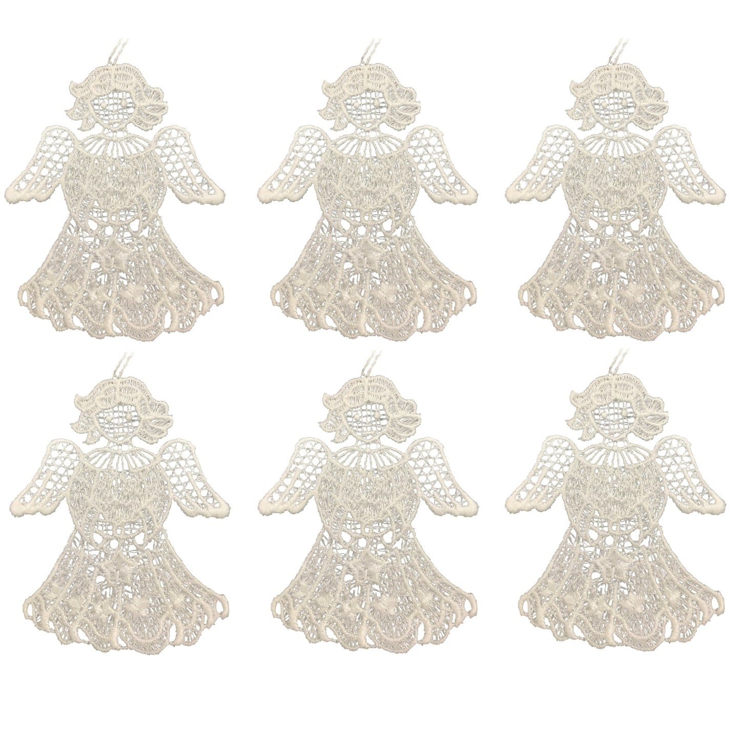 Angel Holding Star German Lace Christmas Ornament Set of 6