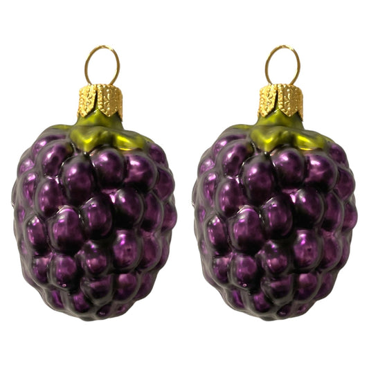 Blackberry Polish Glass Christmas Tree Ornaments Set of 2