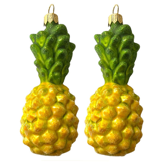 Pineapple Polish Glass Christmas Tree Ornaments Set of 2