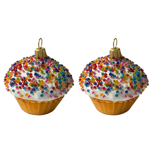 Cupcake Polish Glass Christmas Tree Ornaments Set of 2
