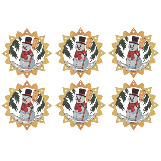 Pinnacle Peak Trading German Wood Colorful Snowman Ornament 6 Piece Set 2.3 Inch