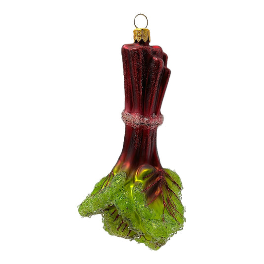 Pinnacle Peak Trading Rhubard with Leaf Food Polish Glass Christmas Tree Ornament