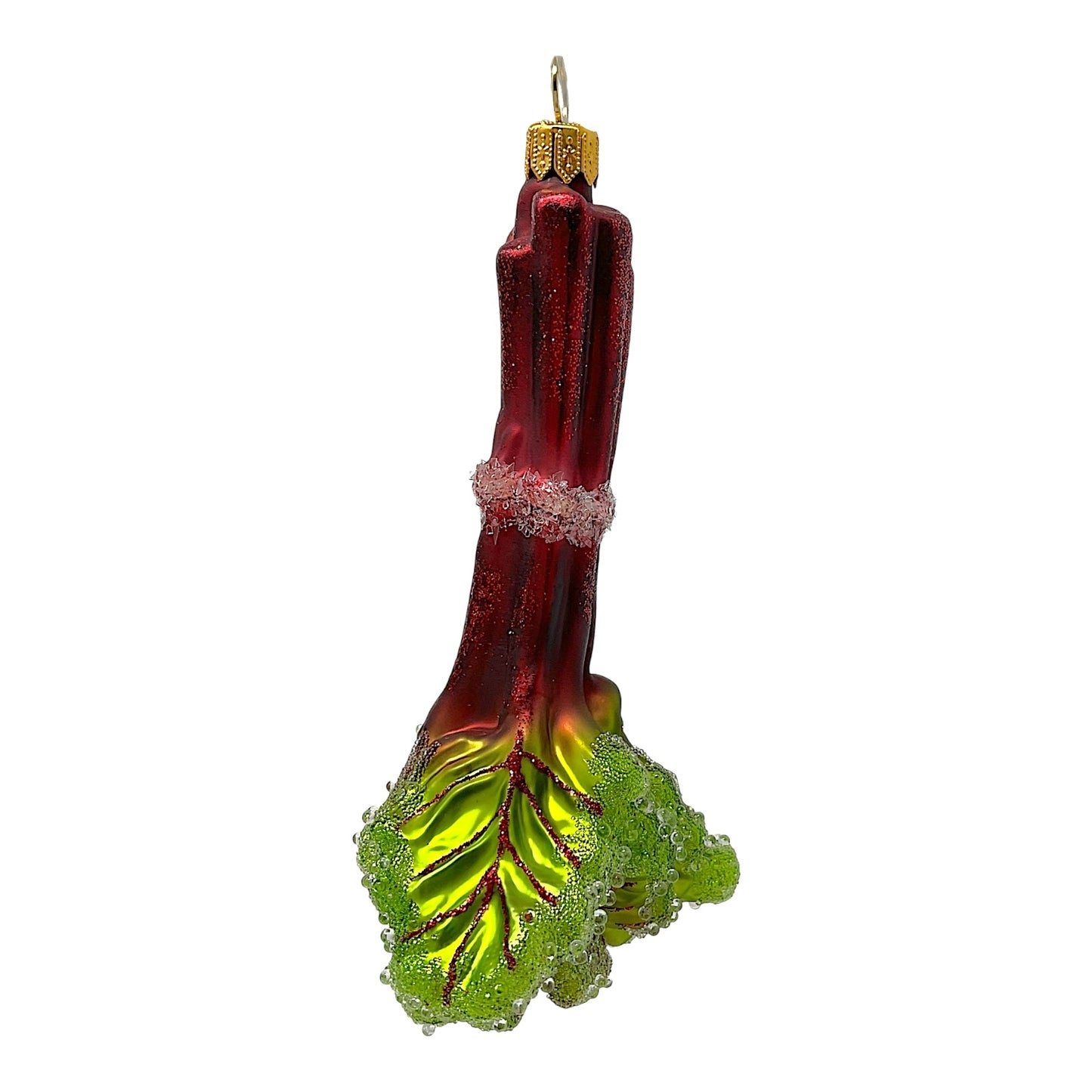 Pinnacle Peak Trading Rhubard with Leaf Food Polish Glass Christmas Tree Ornament