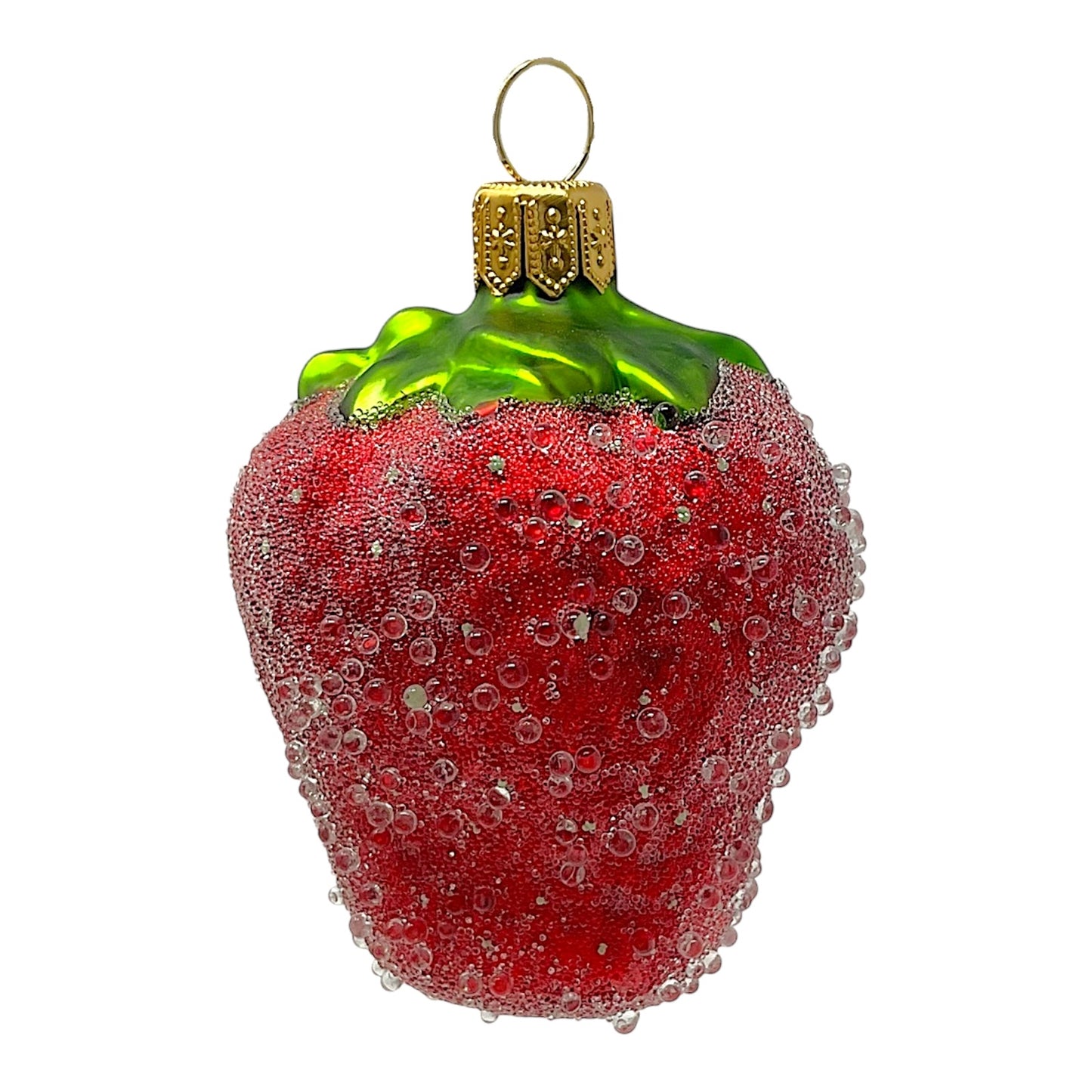 Pinnacle Peak Trading Red Beaded Strawberry Polish Glass Christmas Tree Ornament Set of 2