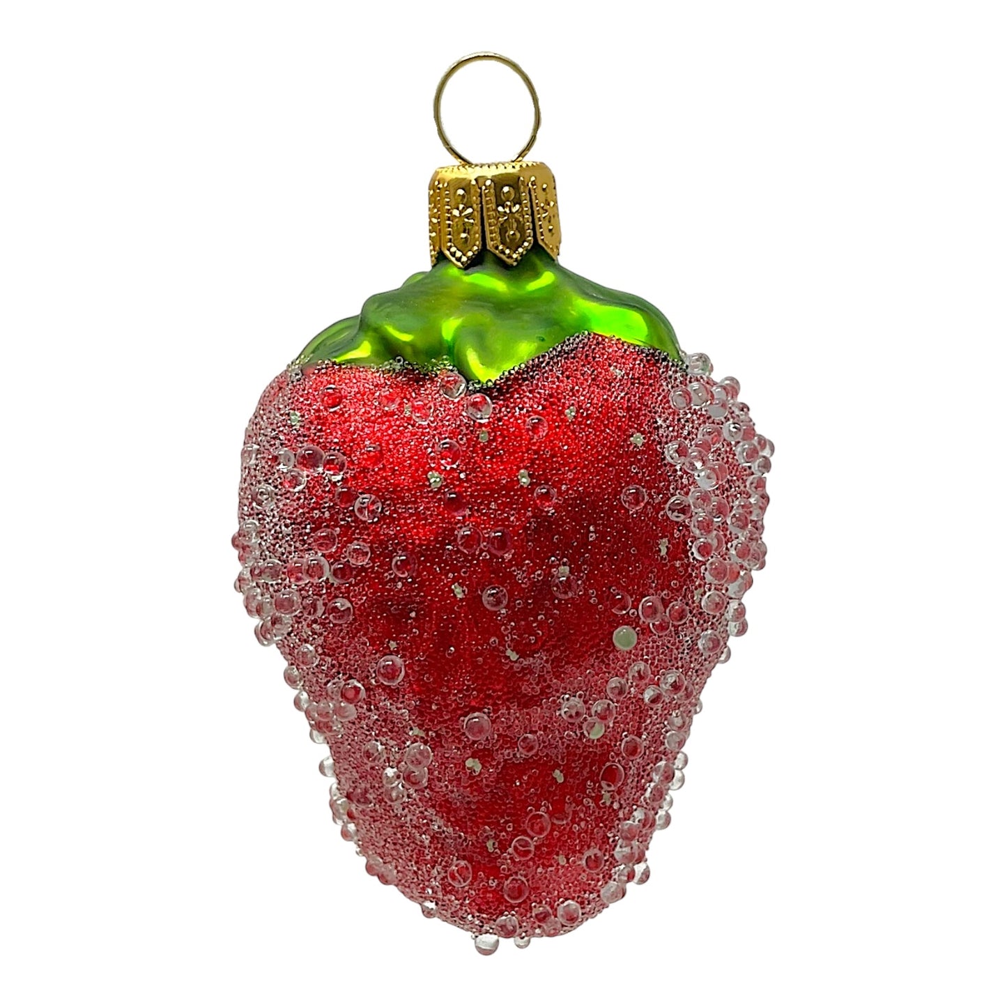 Pinnacle Peak Trading Red Beaded Strawberry Polish Glass Christmas Tree Ornament Set of 2