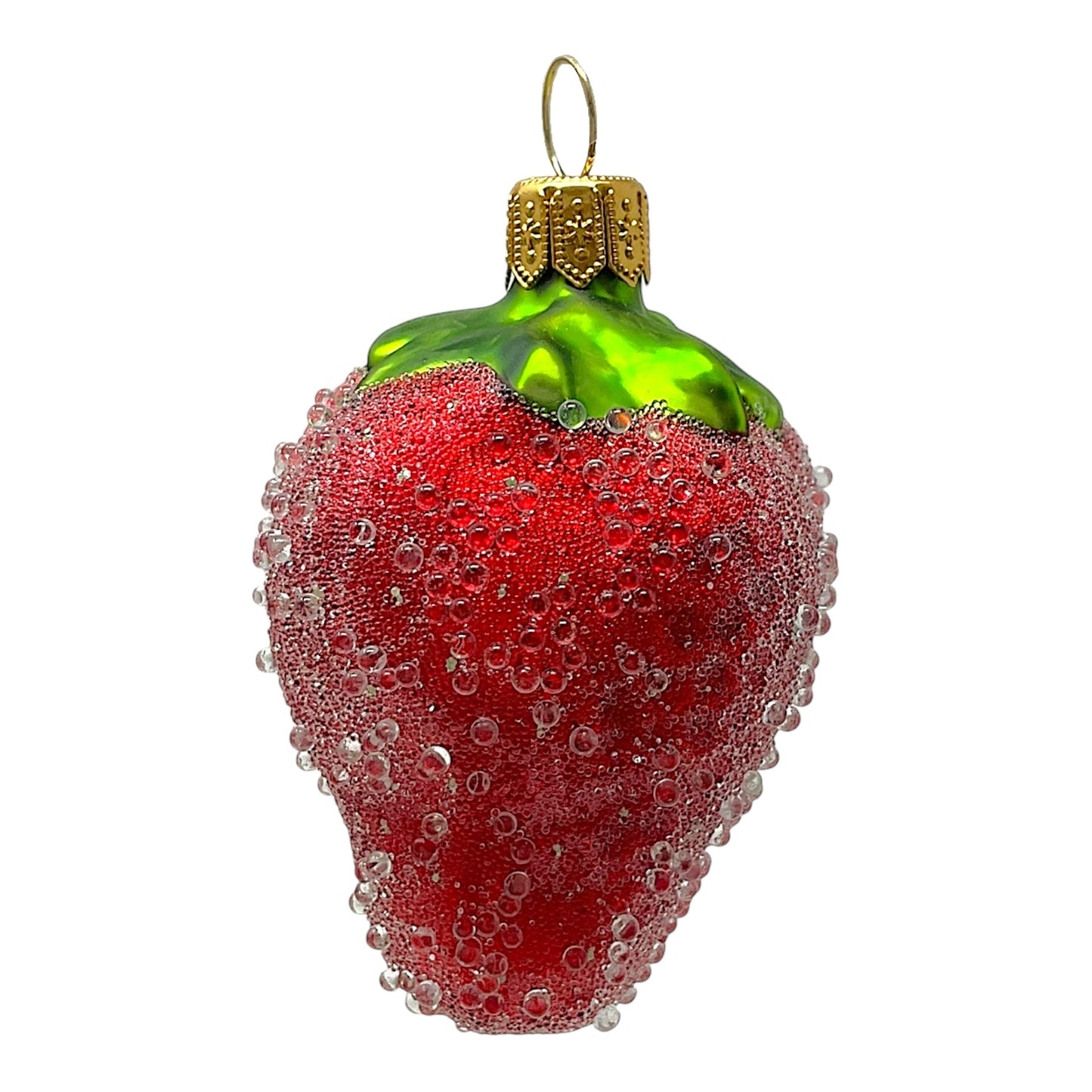 Pinnacle Peak Trading Red Beaded Strawberry Polish Glass Christmas Tree Ornament Set of 2