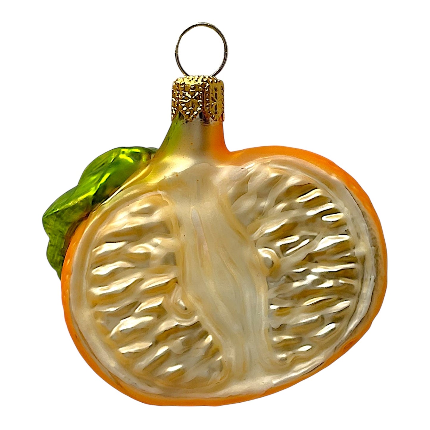 Pinnacle Peak Trading Mandarin Orange Half Polish Glass Christmas Tree Ornaments Set of 2