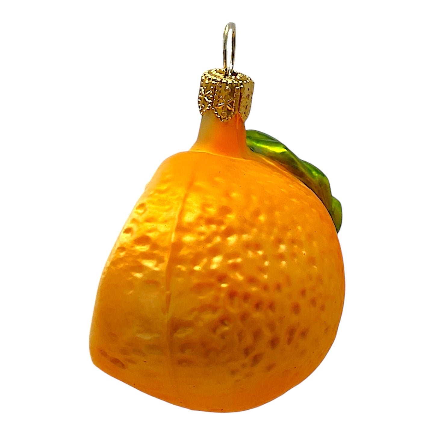 Pinnacle Peak Trading Mandarin Orange Half Polish Glass Christmas Tree Ornaments Set of 2