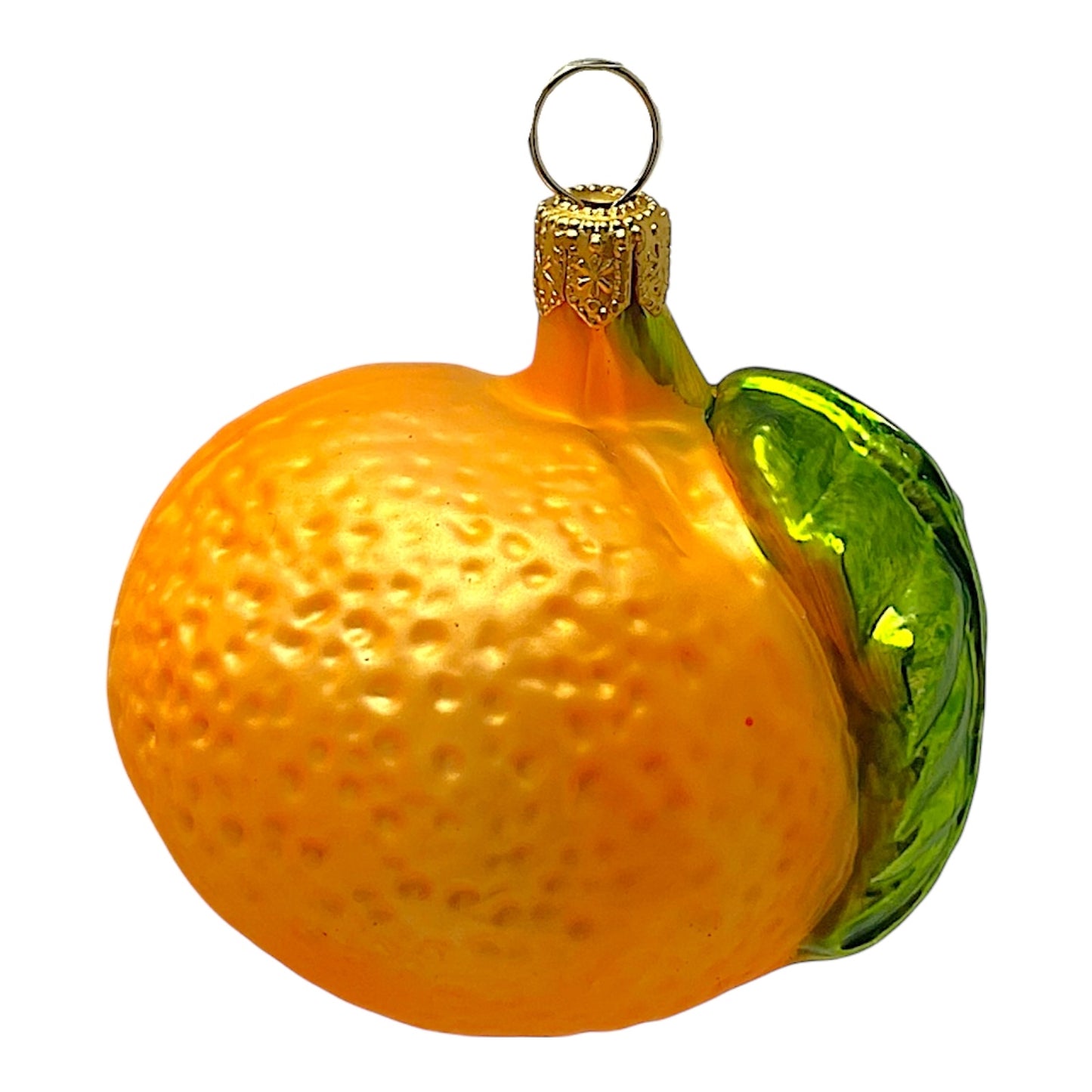 Pinnacle Peak Trading Mandarin Orange Half Polish Glass Christmas Tree Ornaments Set of 2
