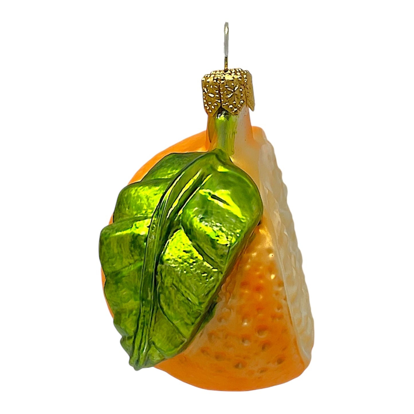 Pinnacle Peak Trading Mandarin Orange Half Polish Glass Christmas Tree Ornaments Set of 2