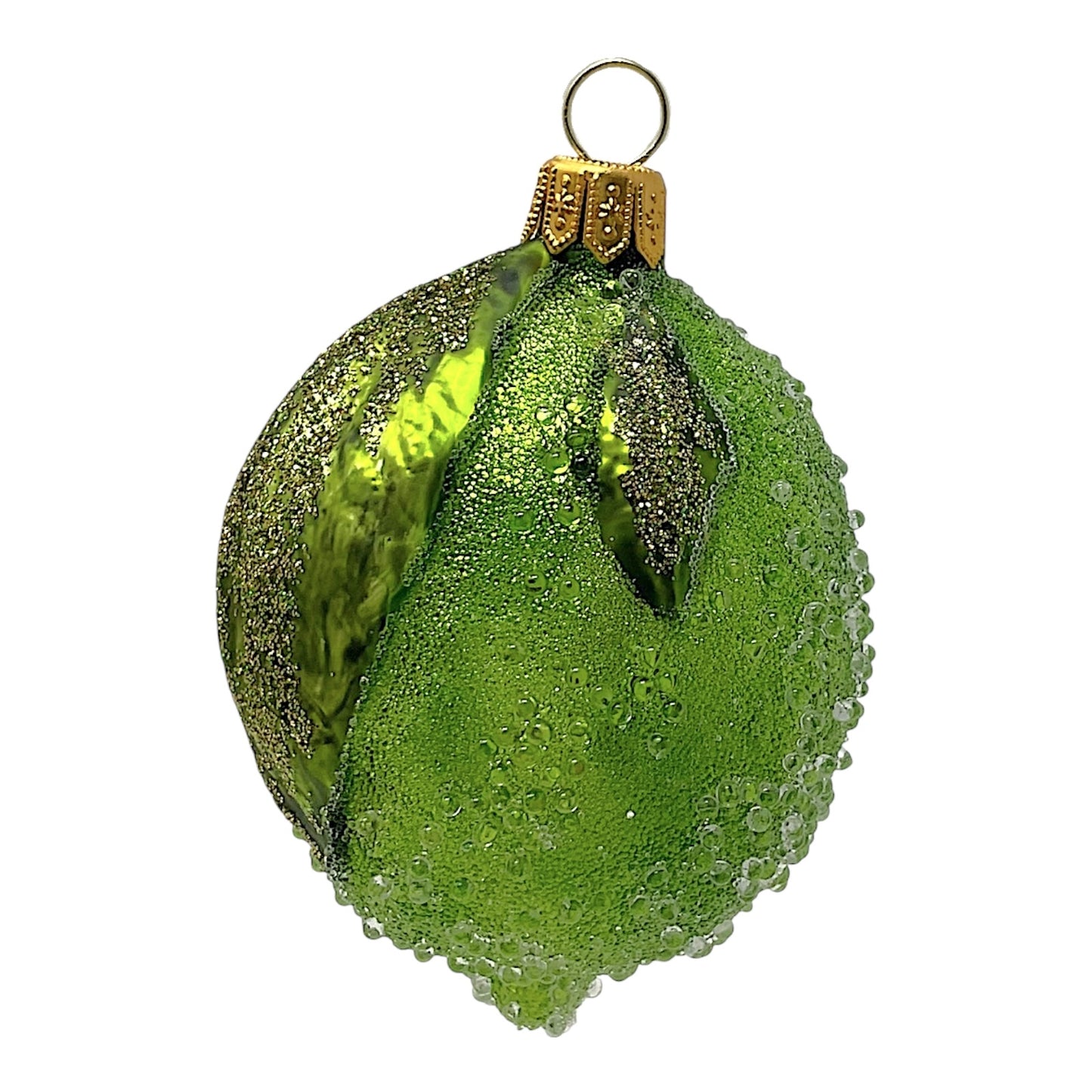 Pinnacle Peak Trading Green Beaded Lime Food Polish Glass Christmas Tree Ornament