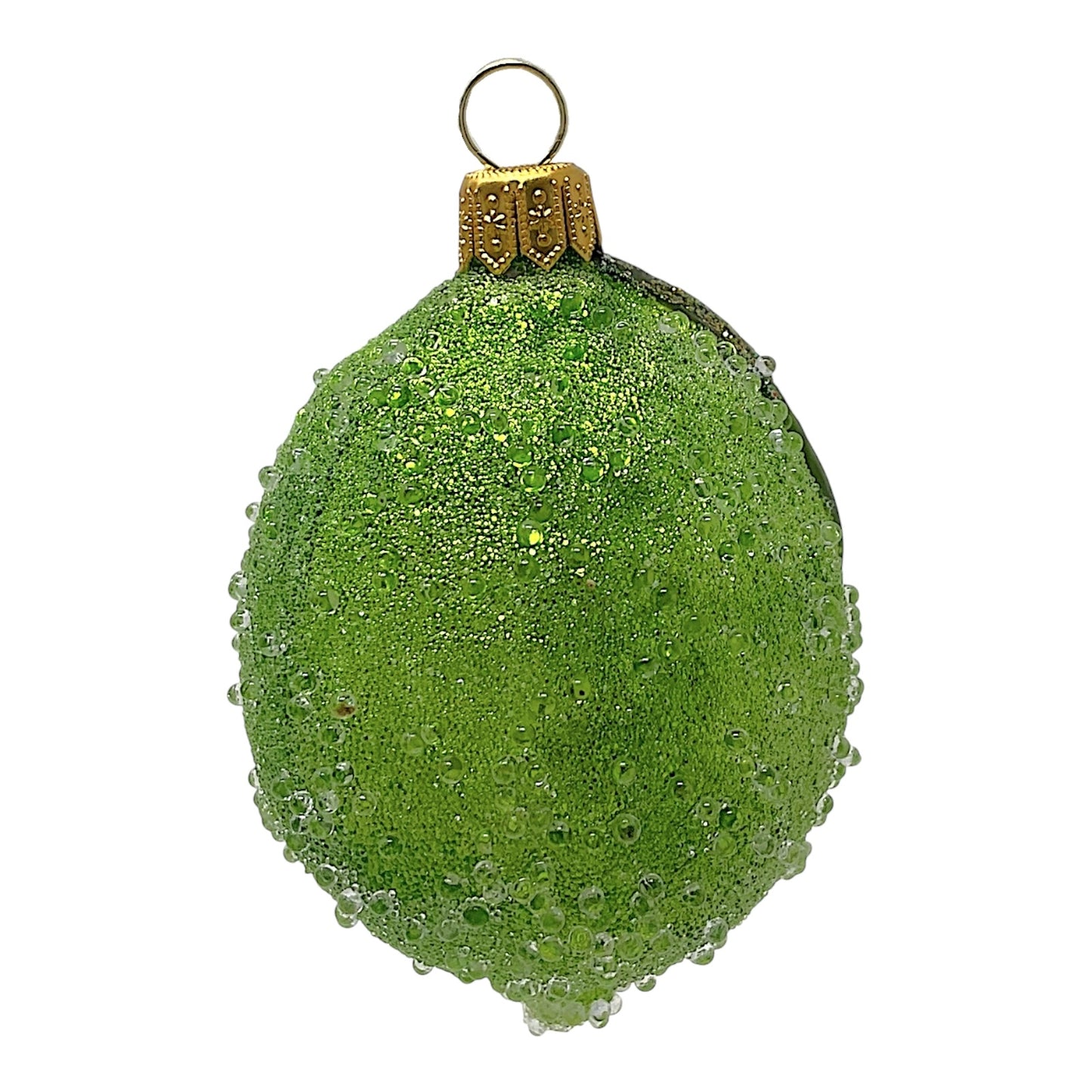 Pinnacle Peak Trading Green Beaded Lime Food Polish Glass Christmas Tree Ornament